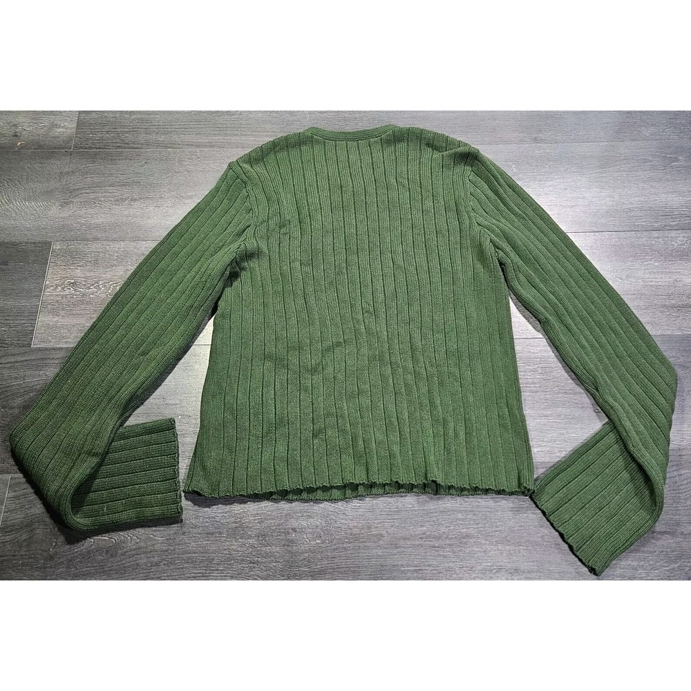 Abercrombie Fitch Chunky Knit Sweater Women XL Green Moose Y2K Slouch Sleeve - Picture 2 of 7